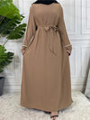 White Lined Double Layered Sleeves Abayas