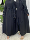 White Lined Double Layered Sleeves Abayas