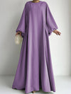 Bishop Sleeve Kebaya Kaftan, Elegant Crew Neck abaya