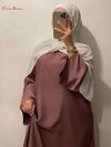 Fashion Satin Sliky Flare Sleeve Abaya