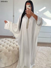 Batwing Sleeve Moroccan Abaya Diamonds V-Neck Batwing Sleeve