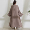 New 2 Piece Abaya Slip Sleeveless Dress Matching Outwear Cardigan