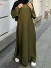 Fashion Satin Sliky Flare Sleeve Abaya