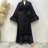 Fashion Lace Stitching Flare Sleeve Lace Abaya