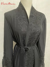 Fashion Lace Stitching Flare Sleeve Lace Abaya