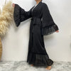 Fashion Lace Stitching Flare Sleeve Lace Abaya