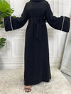 White Lined Double Layered Sleeves Abayas