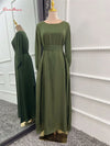 Fashion Satin Sliky Flare Sleeve Abaya