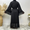 Fashion Lace Stitching Flare Sleeve Lace Abaya