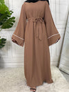 White Lined Double Layered Sleeves Abayas