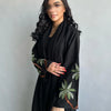 floral blossom embroided open abaya